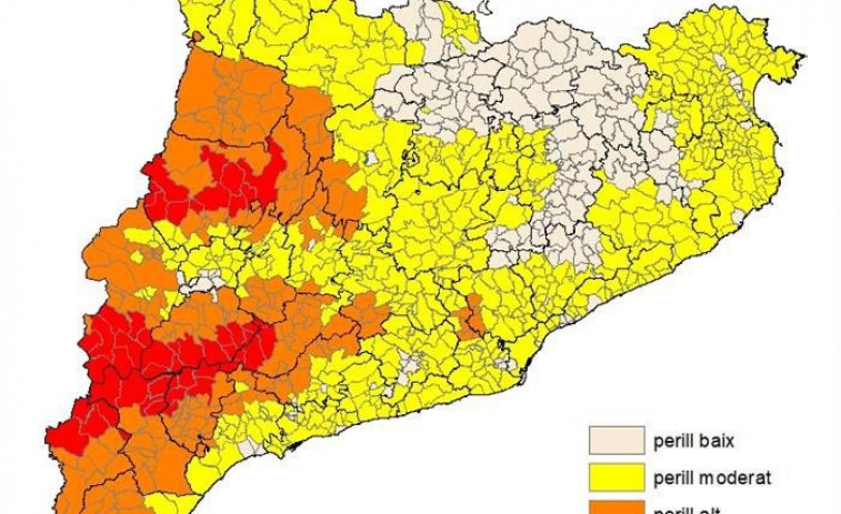 48 municipios de 7 comarcas de Lleida y Tarragona vuelven al nivel muy alto de peligro por incendio
