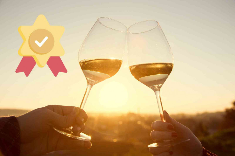 Dos personas brindan con vino