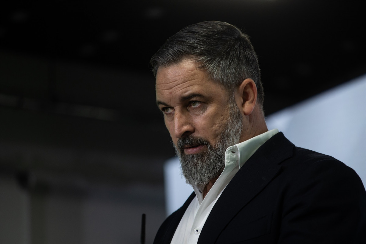 EuropaPress 6856774 presidente vox santiago abascal rueda prensa sede vox 14 julio 2025 madrid