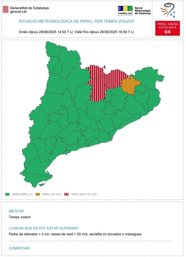 EuropaPress 6919514 situacion meteorologica peligro tiempo violento jueves catalunya