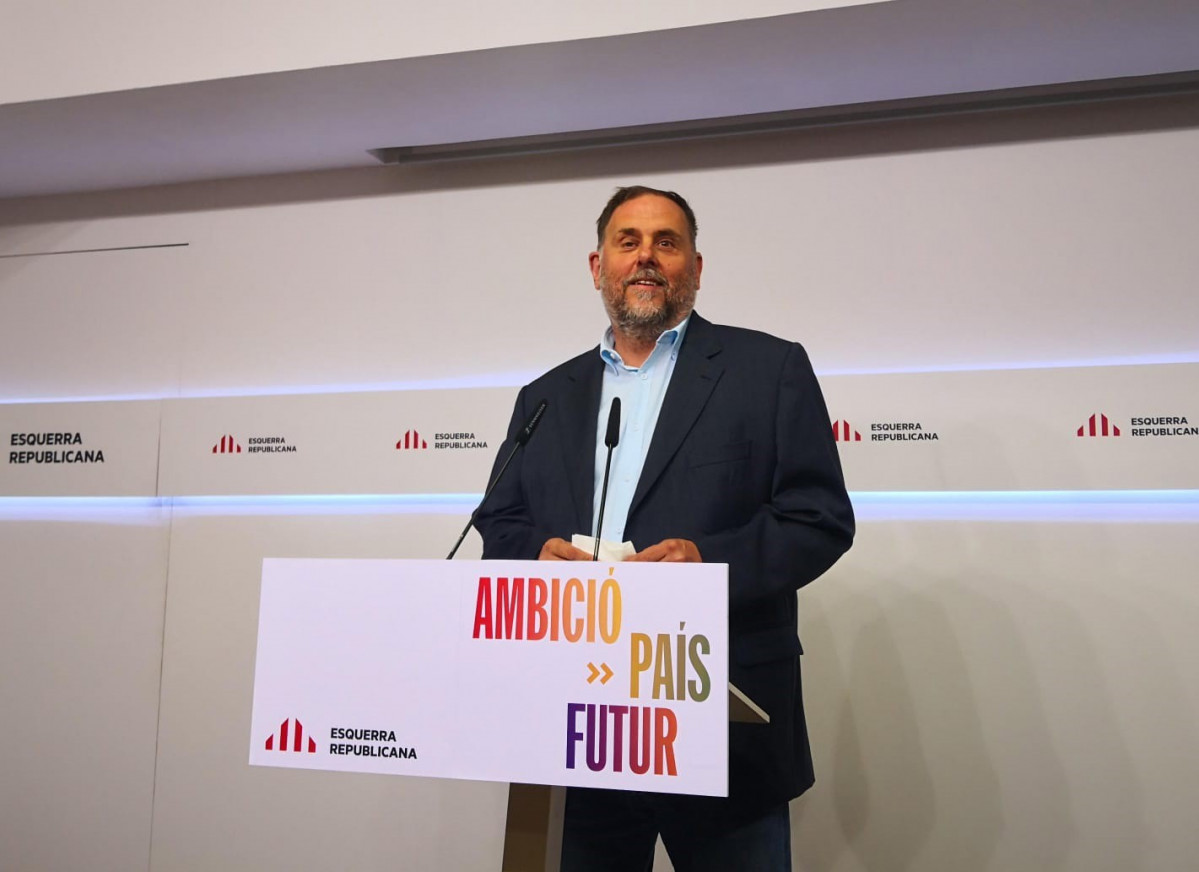 El president d'ERC, Oriol Junqueras, en roda de premsa