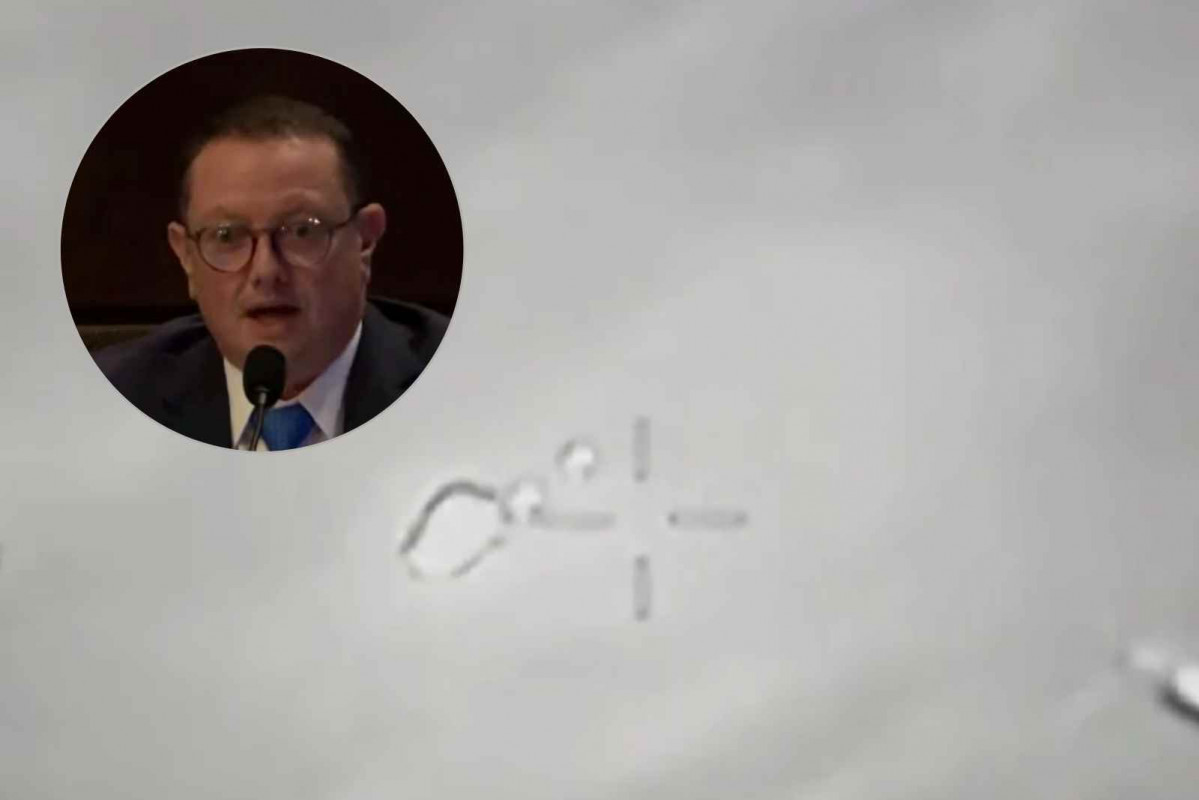 Fotomontaje del congresista Eric Burlison junto con las imágenes del impacto contra el ovni