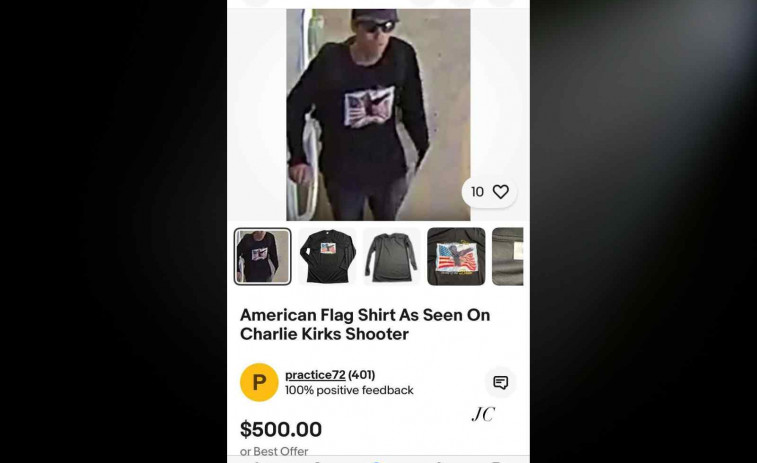 Escándalo online tras el asesinato de Charlie Kirk: venden camisetas del tirador por casi 500 euros