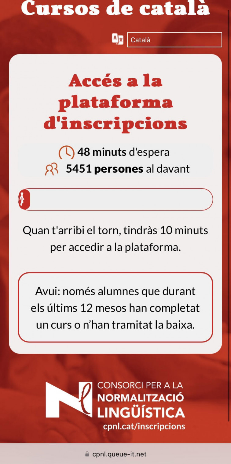 Récord de plazas y caos en la inscripción de cursos de catalán en la web del CPNL