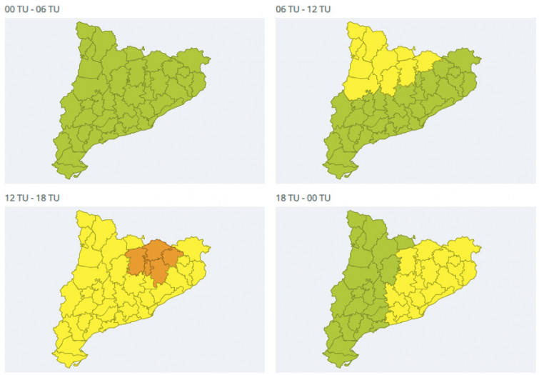 Protección Civil alerta: lluvias intensas pueden superar los 40 l/m² en 30 minutos en Catalunya