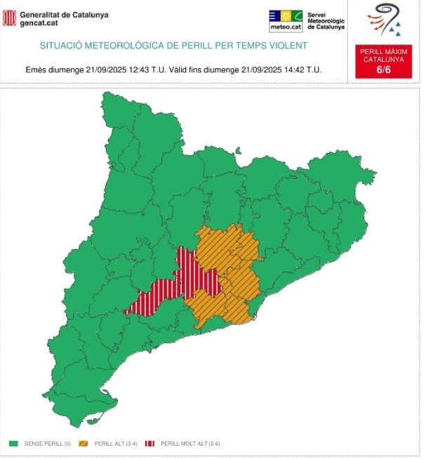 Siete comarcas en alerta: Meteocat advierte de fenómenos extremos en Barcelona y Tarragona