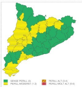 Mapa de avisos por lluvias para este domingo