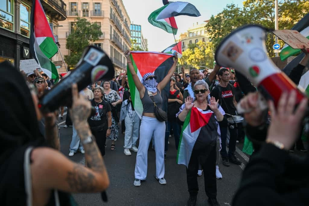 Imagen de la manifestación en Barcelona el sábado por la tarde