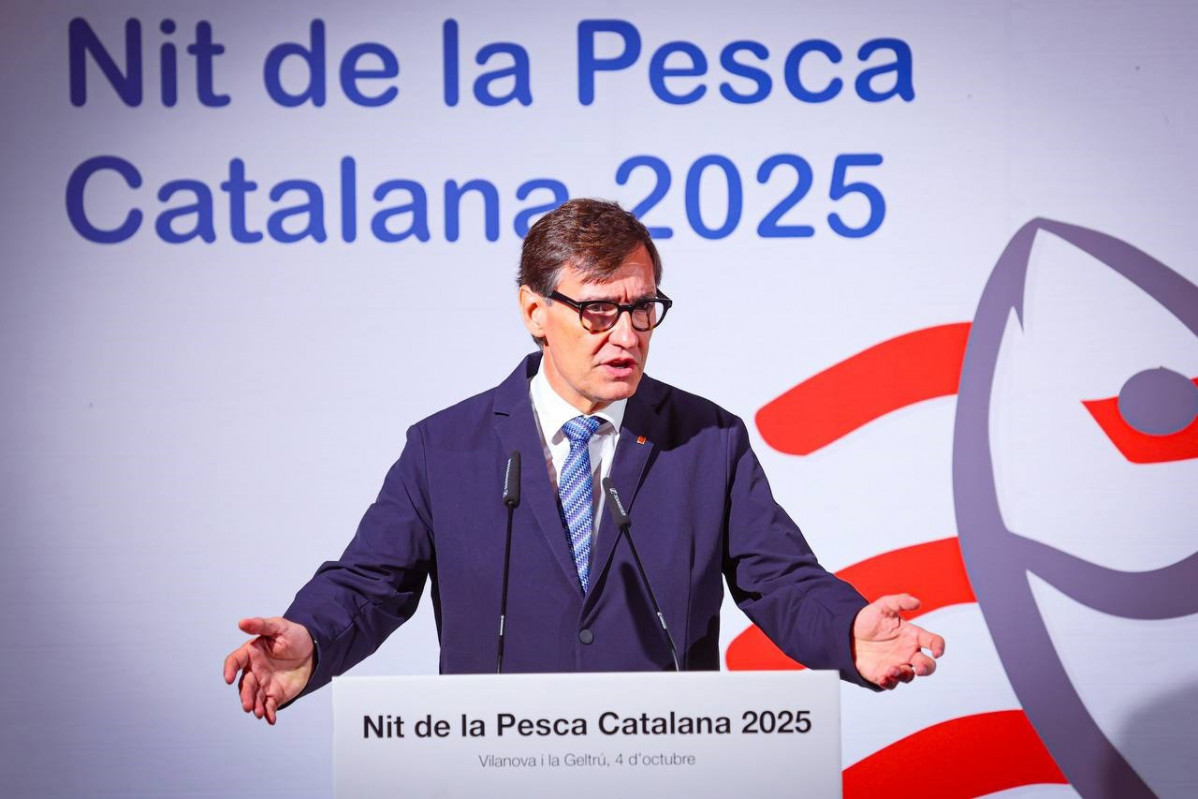El presidente de la Generalitat, Salvador Illa, durante su discurso en la Nit de la Pesca Catalana 2025