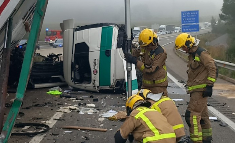Grave accidente en la C-35: la manifestación por Palestina, en medio de la niebla, provoca un choque múltiple