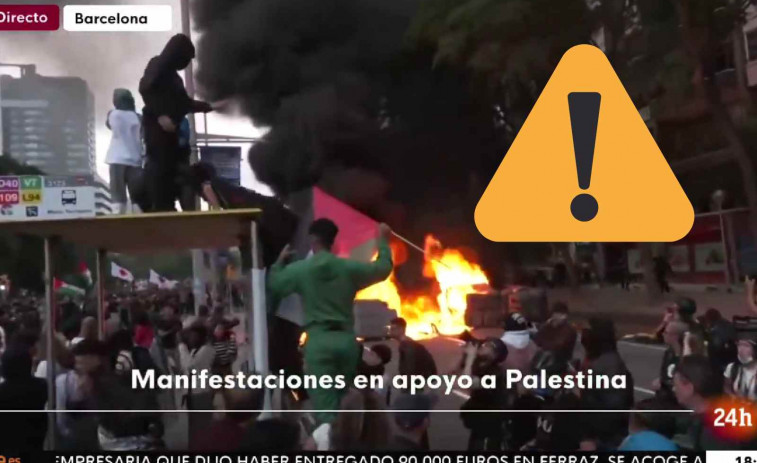 VÍDEO | Manifestantes pro Palestina empiezan a incendiar contenedores en la calle Tarragona de Barcelona