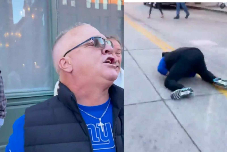 VÍDEO | Un simpatizante de Trump se come el suelo tras lanzar un insulto homófobo a manifestantes