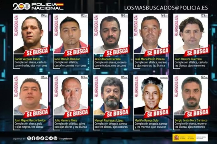 La Policía Nacional publica la lista de los 10 fugitivos más buscados de España