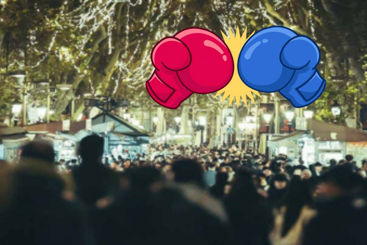 Navidad en  Barcelona, pelea   CANVA