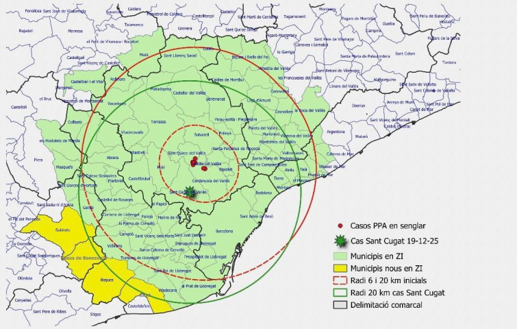 El Govern amplía el dispositivo sanitario por la PPA tras un nuevo positivo en el Vallès Occidental