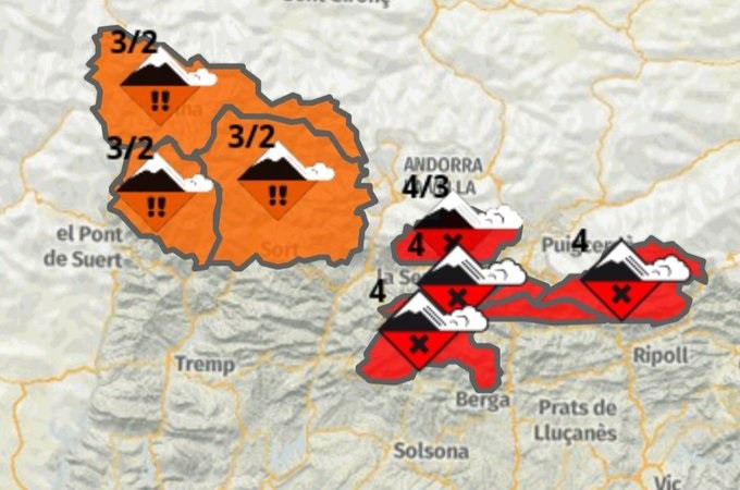 La nieve reciente dispara el riesgo elevado de avalanchas en varios macizos del norte de Catalunya