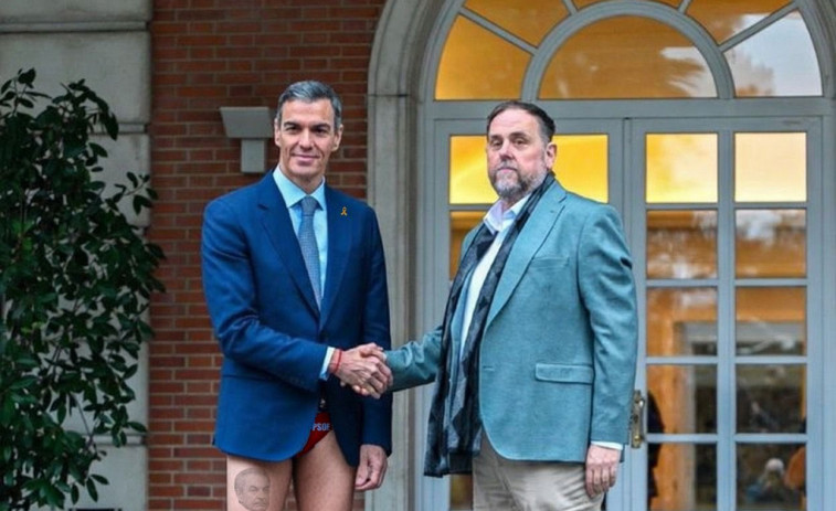 Nuevas Generaciones del PP publica una imagen de IA con Sánchez con los pantalones bajados ante Junqueras