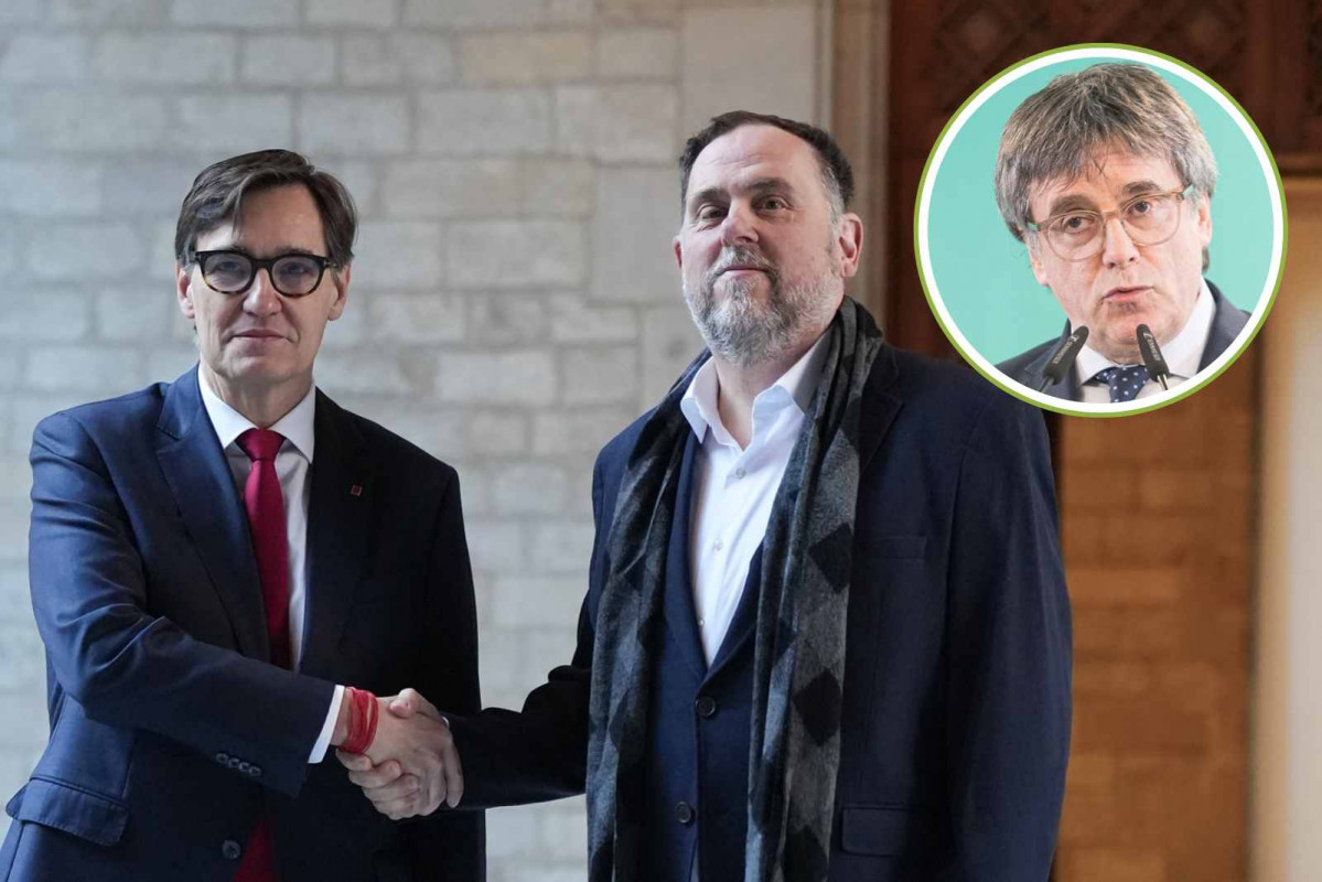 Salvador Illa, Oriol Junqueras y Carles Puigdemont   CANVA   EP