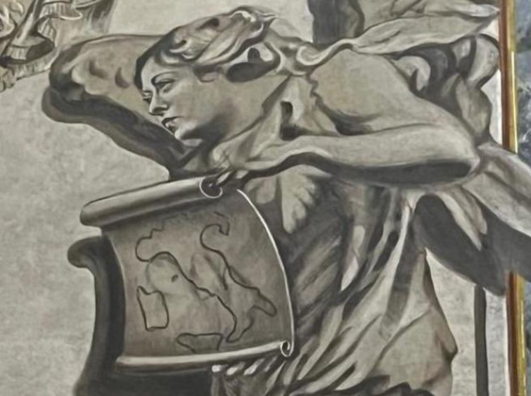 El ángel político de Roma: polémica por un fresco con rostro de Giorgia Meloni