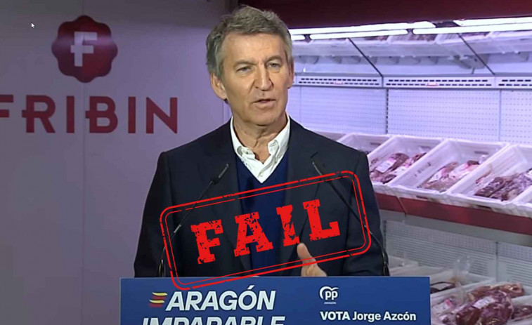 Feijóo la lía en la campaña de Aragón: llama ocho veces “Brifín” a la empresa Fribin