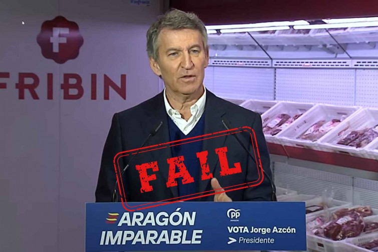 Feijóo la lía en la campaña de Aragón: llama ocho veces “Brifín” a la empresa Fribin