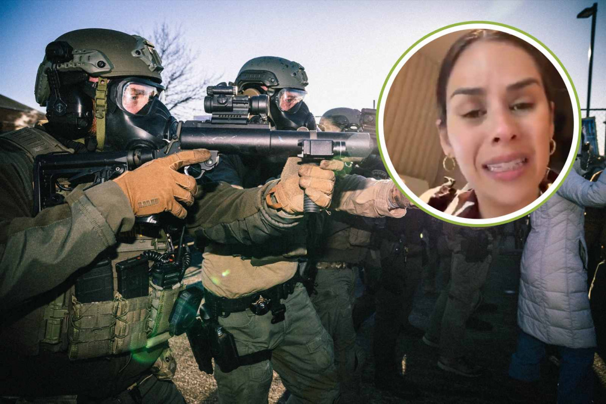 Agentes del ICE en Minneápolis y la congresista colombiana Ángela María Vergara