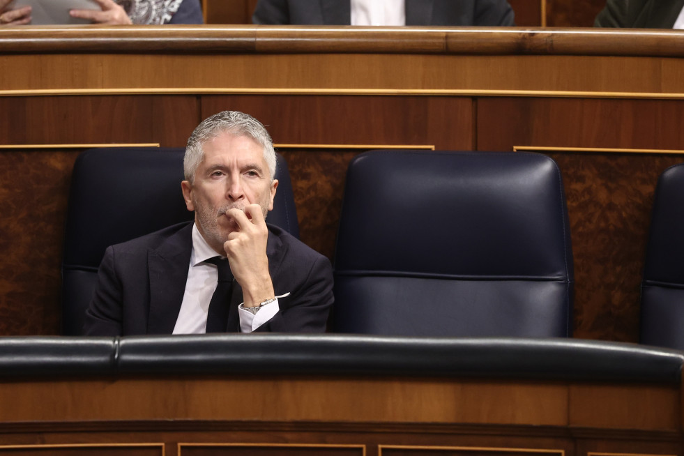 El ministro del Interior, Fernando Grande-Marlaska, durante una sesión de control al Gobierno, en el Congreso de los Diputados