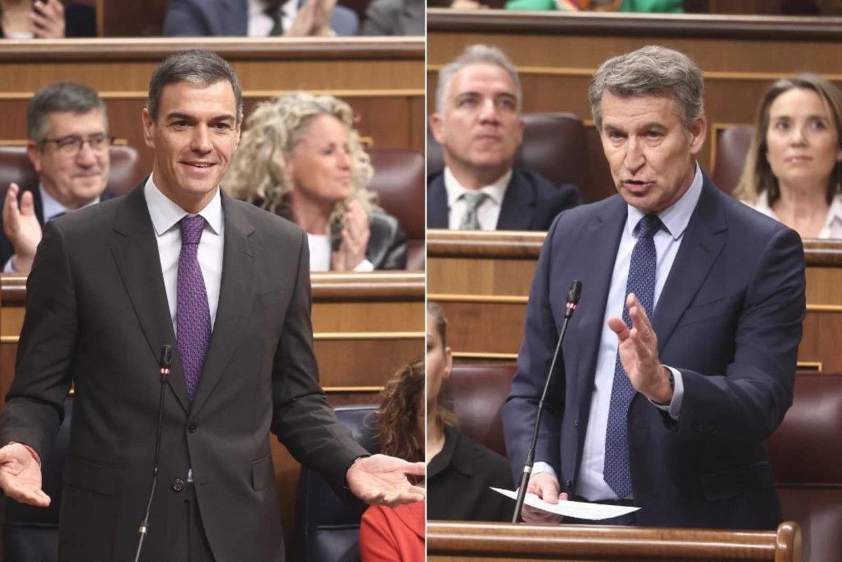 El presidente del Gobierno, Pedro Sánchez, y el líder del PP, Alberto Núñez Feijóo