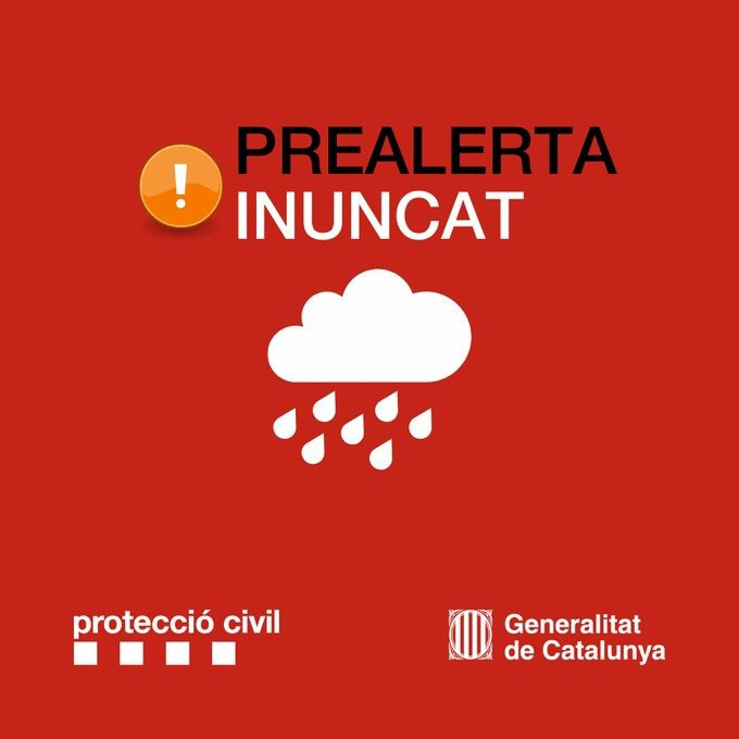 Protecció Civil activa el Pla Inuncat en fase de alerta al prever más de 100 litros de lluvia