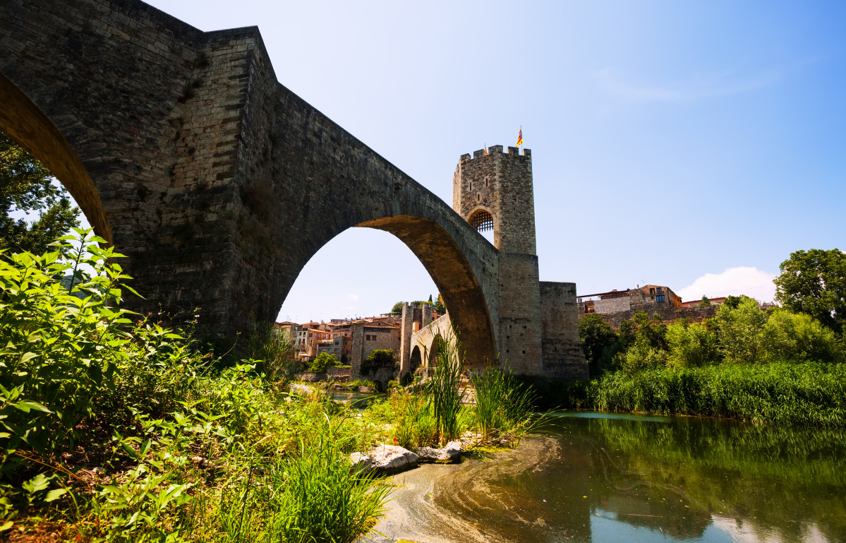 Medieval bridge besalu catalonia