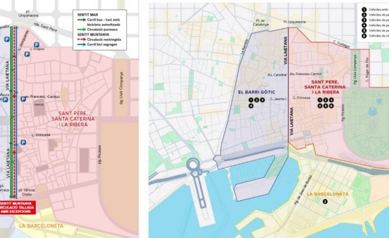 Barcelona multará circular sin permiso vía ascendente en la Via Laietana a partir del 27 de abril