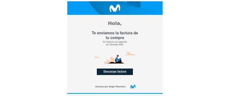 Alertan de una campaña que suplanta a Movistar con falsas facturas para instalar troyanos