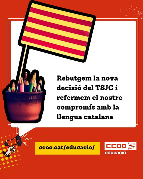 CC.OO. Educació alerta que el fallo del TSJC representa un ataque directo al modelo educativo catalán