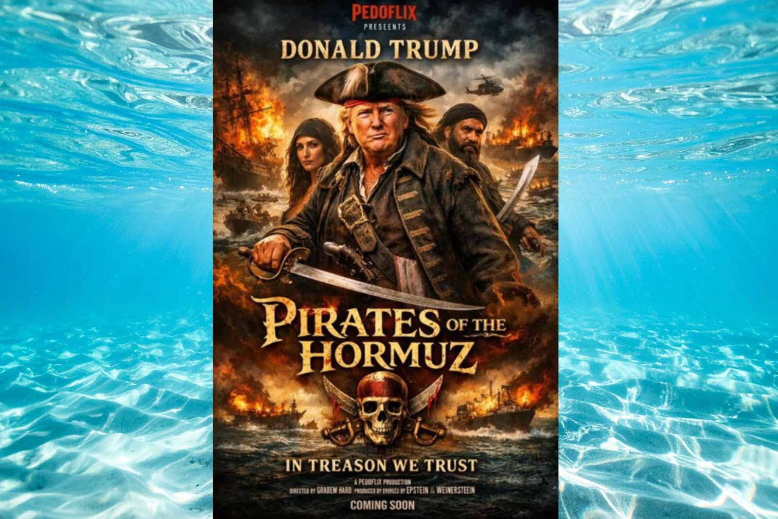 Donald Trump, en Piratas de Ormuz   Embajada de Irán en Zimbawe