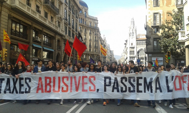 Nueva jornada de huelga de los universitarios catalanes para reclamar una reducción de tasas