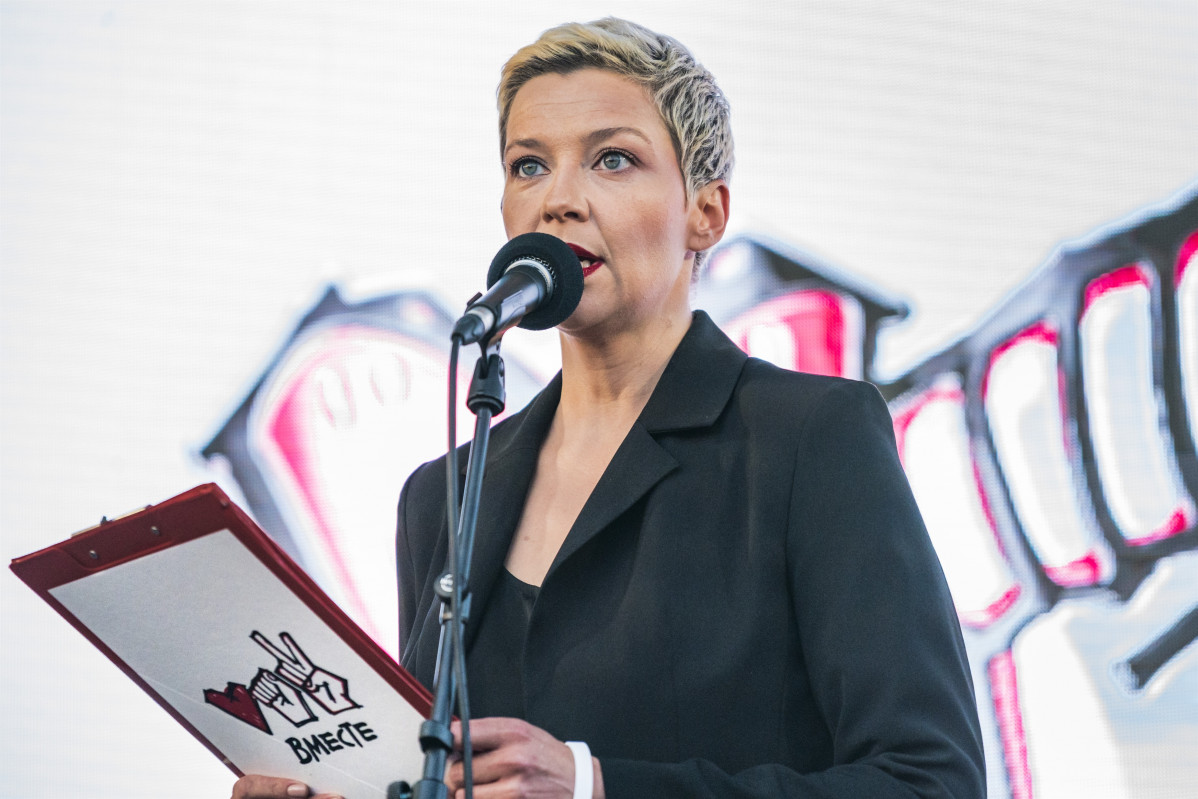 Maria Kolesnikov, en una manifestación en Minsk