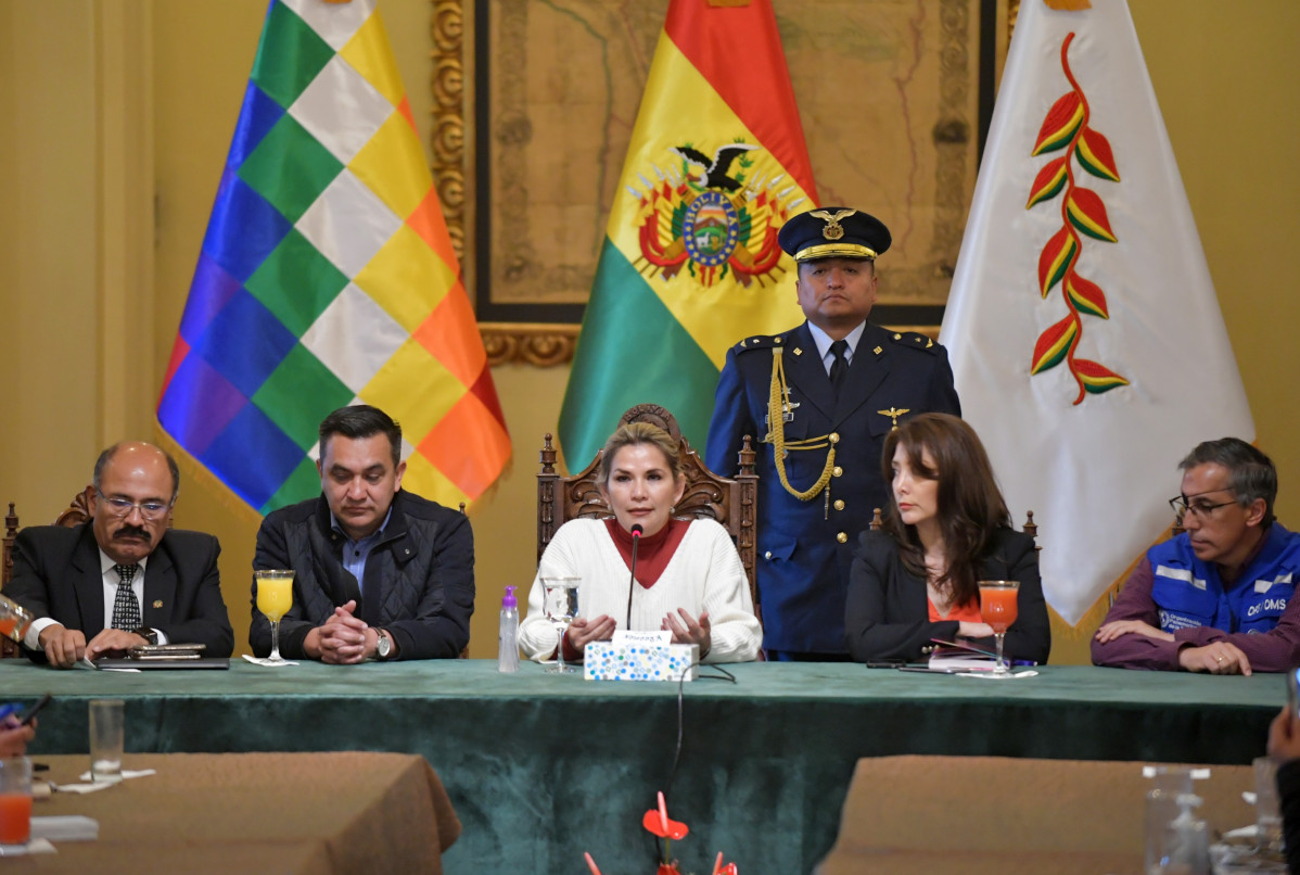 La presidenta autoproclamada de Bolivia, Jeanine Añez