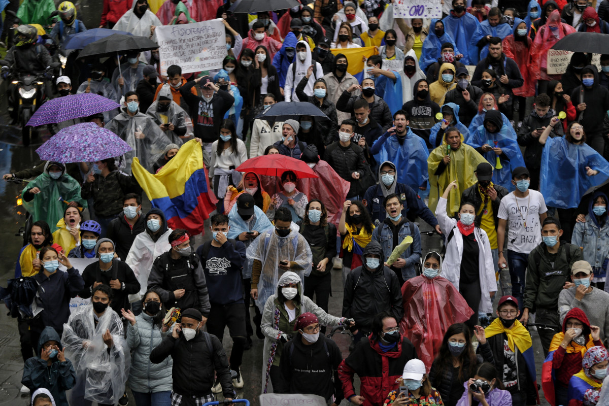 Europa Press 3688759 05 may 2,021 colombia bogota protesters take parte in demonstration against