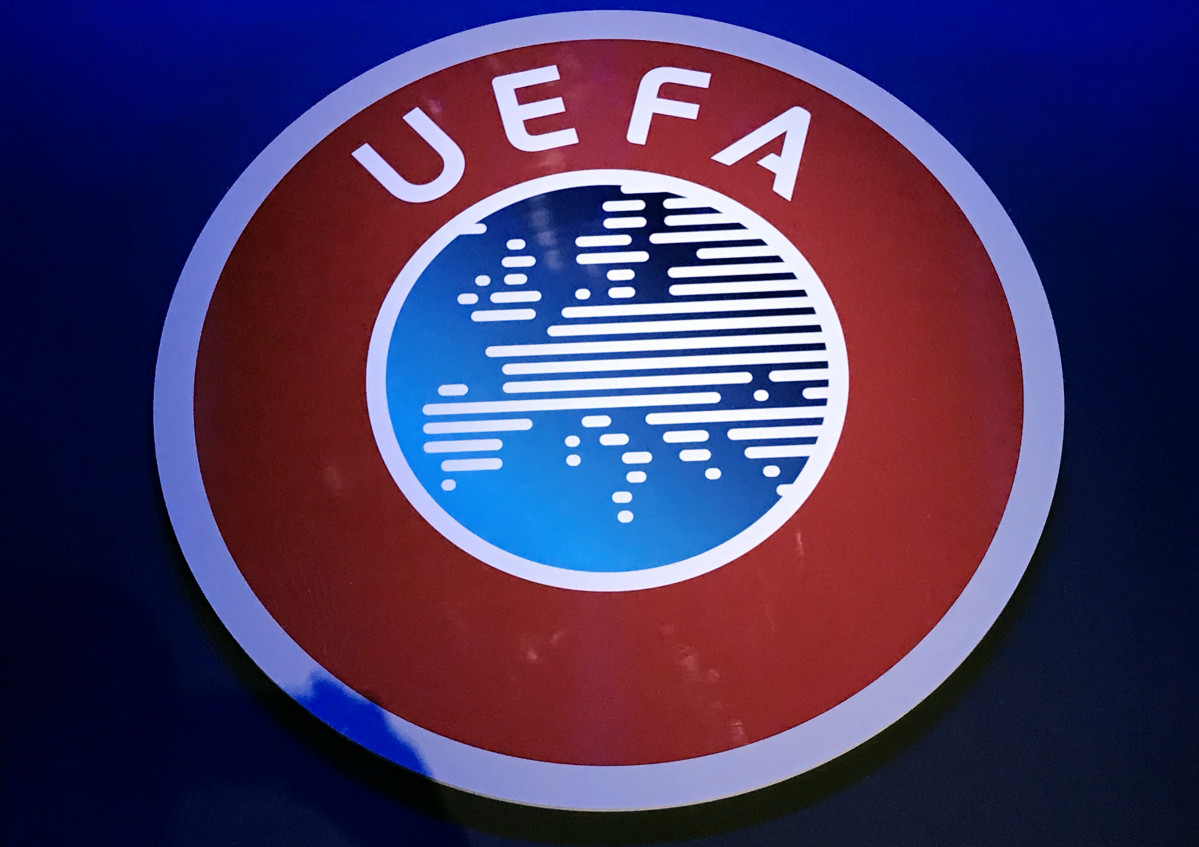 EuropaPress 2687374 03 marzo 2020 holandés amsterdam general view of uefa logo at the beurs